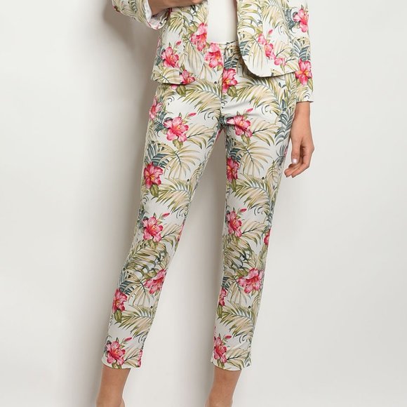 Single Breasted Floral Print Cotton Blazer Jacket - Picture 7 of 8